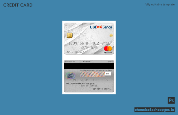 Beispielvorschau der italienischen UBI Bank Mastercard